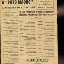 Program for the theatrical production, Pato macho