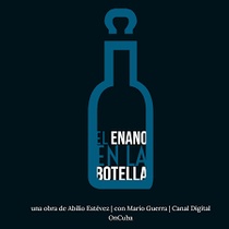 Poster of the theatrical production, Cartel de El enano en la botella. Mario Guerra