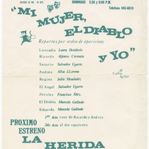 Playbill for the production, "Mi mujer, el diablo y yo"