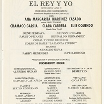 Program for the production, "El rey y yo"