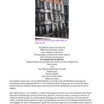 Invitation for the staged reading, La ventana de los chéveres