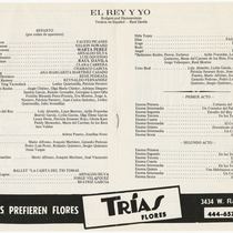 Program for the production, "El rey y yo"