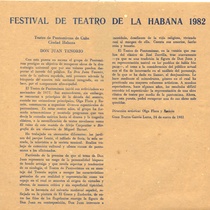 Program for the festival, Festival de Teatro de La Habana 1982