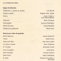 Program for the theatrical production, La Caperucita Roja