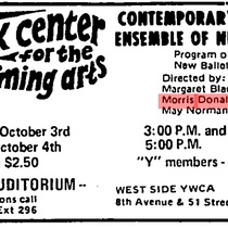 Newspaper ad for Contemporary Ballet Ensemble of New York