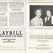Playbill for the theatrical production, Mundo de Cristal