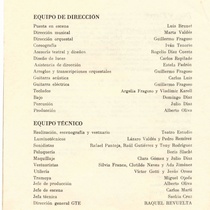 Program for the theatrical production, Días y flores