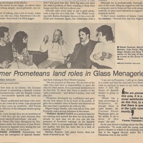 Newspaper clipping for the theatrical production, The Glass Menagerie