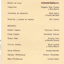Program for the theatrical production, Esquina peligrosa