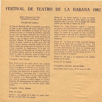 Program for the festival, Festival de Teatro de La Habana 1982