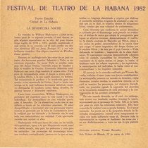 Program for the festival, Festival de Teatro de La Habana 1982