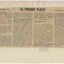 Newspaper clipping for the production, "El premio flaco"