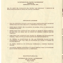 Annual programming, Teatro Las Máscaras (1974)
