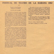 Program for the festival, Festival de Teatro de La Habana 1982