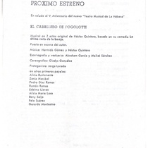 Program for the theatrical production, Viene el musical