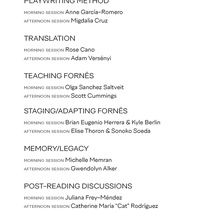 Program for the 2025 LTC María Irene Fornés Symposium