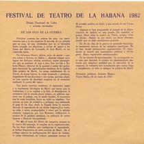 Program for the festival, Festival de Teatro de La Habana 1982