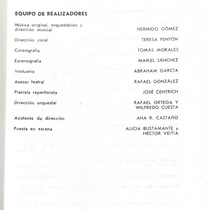 Program for the theatrical production, Pachenco vivo o muerto