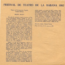 Program for the festival, Festival de Teatro de La Habana 1982