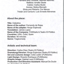 Program for the theatrical production, Celestina
