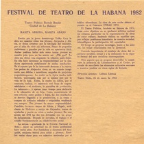 Program for the festival, Festival de Teatro de La Habana 1982