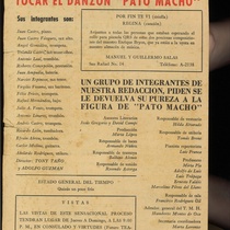 Program for the theatrical production, Pato macho