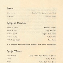 Program for the theatrical production, Dos en un cachumbambé