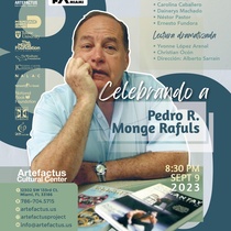 Poster for the event, Celebrando a Pedro Monge Rafuls
