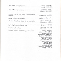 Program for the theatrical production, Pachenco vivo o muerto