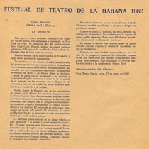 Program for the festival, Festival de Teatro de La Habana 1982