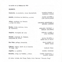 Program for the theatrical production, Pachenco vivo o muerto