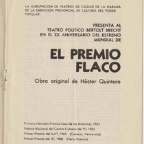 Program for the production, "El premio flaco"