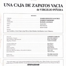 Program for the theatrical production, Una caja de zapatos vacía 