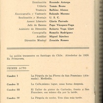 Program for the theatrical production, La pérgola de las flores