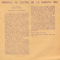 Program for the festival, Festival de Teatro de La Habana 1982