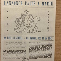 Insert to the program for the theatrical production, L'Annonce fait à Marie