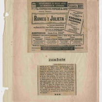 Newspaper clipping for the production, "Romeo y Julieta"