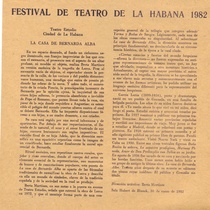 Program for the festival, Festival de Teatro de La Habana 1982