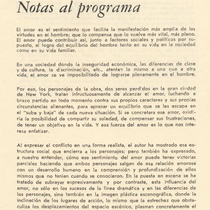 Program for the theatrical production, Dos en un cachumbambé
