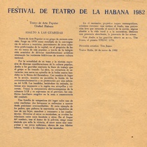 Program for the festival, Festival de Teatro de La Habana 1982