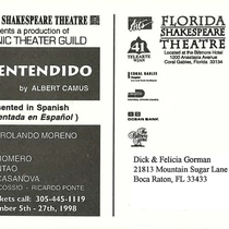 Program for the theatrical production, El malentendido