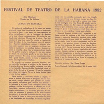 Program for the festival, Festival de Teatro de La Habana 1982